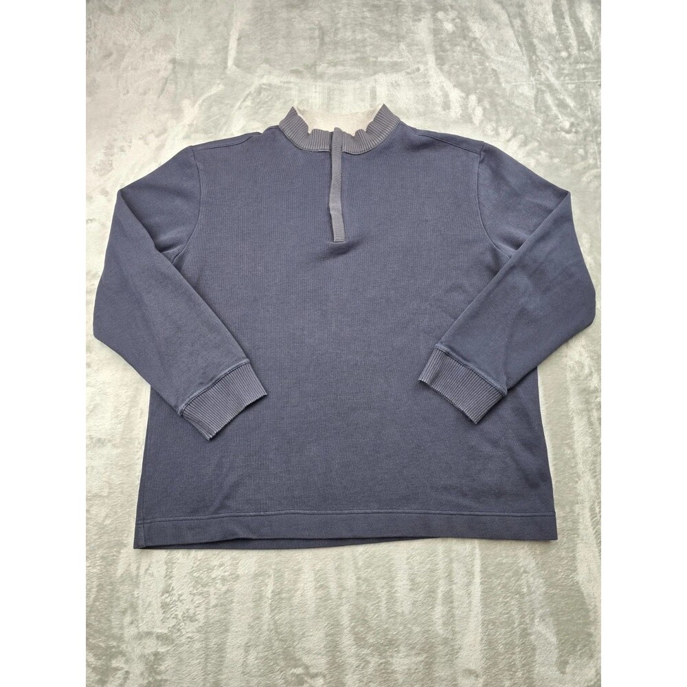 ​Gianni Uomo Sweater Mens XL Blue Quarter Zip Pullover Long Sleeve 100% Cotton